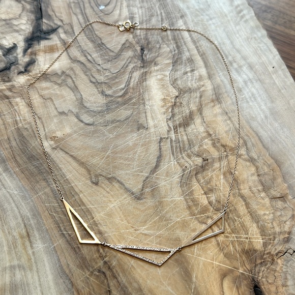 14k rose gold necklace with pave diamonds - Picture 2 of 8